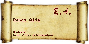 Rancz Alda névjegykártya